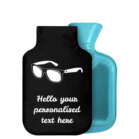 - 750ml Highlight (Stock Available Colour) (Sunglasses Icon) - Black Soft Velvet Polyester Fabric Removable Cover (Personalised with Text)