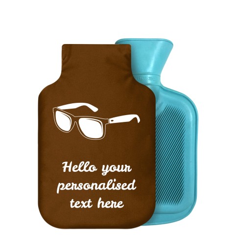 - 750ml Highlight (Stock Available Colour) (Sunglasses Icon) Brown Soft Velvet Polyester Fabric Removable Cover (Personalised with Text)