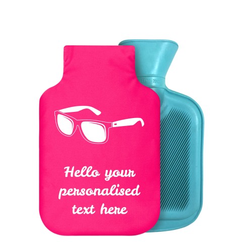 - 750ml Highlight (Stock Available Colour) (Sunglasses Icon) - Fuchsia Pink Soft Velvet Polyester Fabric Removable Cover (Personalised with Text)