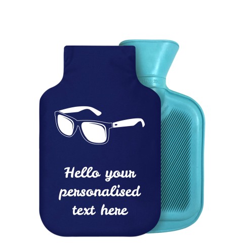 - 750ml Highlight (Stock Available Colour) (Sunglasses Icon) Navy Blue Soft Velvet Polyester Fabric Removable Cover (Personalised with Text)
