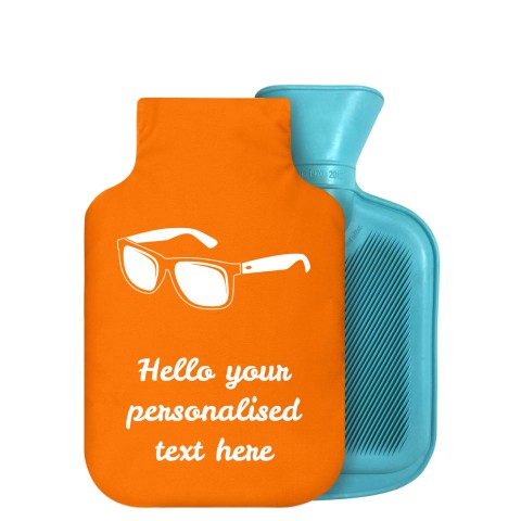 - 750ml Highlight (Stock Available Colour) (Sunglasses Icon) - Orange Soft Velvet Polyester Fabric Removable Cover (Personalised with Text)