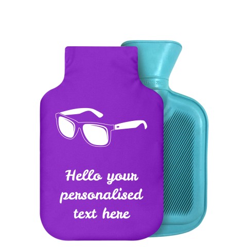 - 750ml Highlight (Stock Available Colour) (Sunglasses Icon) - Purple Soft Velvet Polyester Fabric Removable Cover (Personalised with Text)