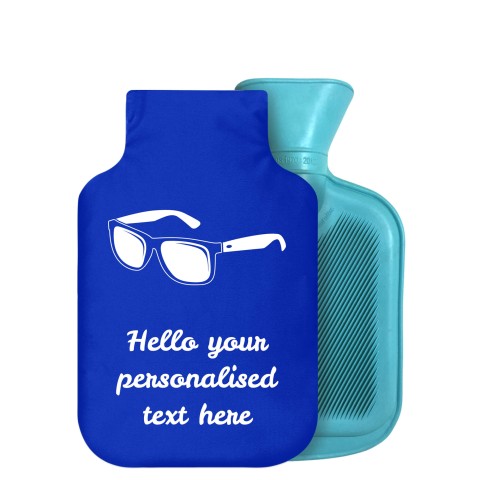 - 750ml Highlight (Stock Available Colour) (Sunglasses Icon) - Royal Blue Soft Velvet Polyester Fabric Removable Cover (Personalised with Text)