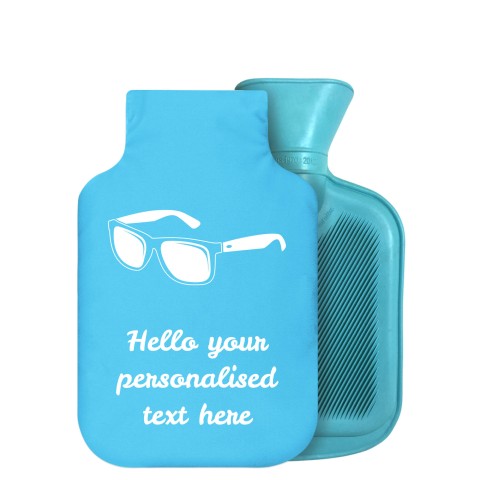 - 750ml Highlight (Stock Available Colour) (Sunglasses Icon) - Sky Blue Soft Velvet Polyester Fabric Removable Cover (Personalised with Text)