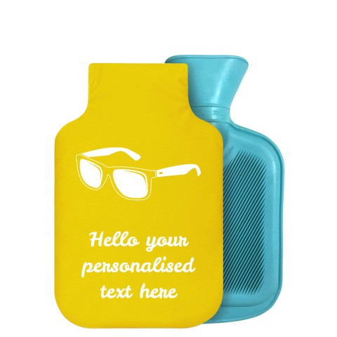 - 750ml Highlight (Stock Available Colour) (Sunglasses Icon) - Yellow Soft Velvet Polyester Fabric Removable Cover (Personalised with Text)