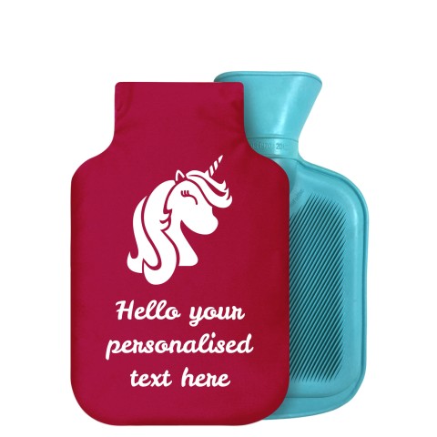 - 750ml Highlight (Stock Available Colour) (Unicorn Icon) Burgundy Soft Velvet Polyester Fabric Removable Cover (Personalised with Text)