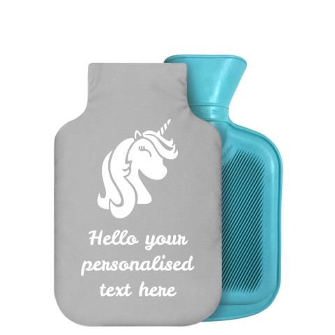 - 750ml Highlight (Stock Available Colour) (Unicorn Icon) (Grey) Soft Velvet Polyester Fabric Removable Cover (Personalised with Text)