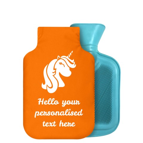 - 750ml Highlight (Stock Available Colour) (Unicorn Icon) - Orange Soft Velvet Polyester Fabric Removable Cover (Personalised with Text)
