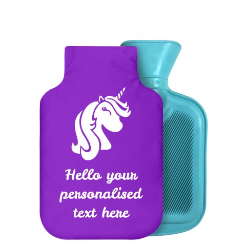- 750ml Highlight (Stock Available Colour) (Unicorn Icon) - Purple Soft Velvet Polyester Fabric Removable Cover (Personalised with Text)