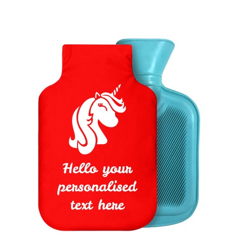 - 750ml Highlight (Stock Available Colour) (Unicorn Icon) - Red Soft Velvet Polyester Fabric Removable Cover (Personalised with Text)