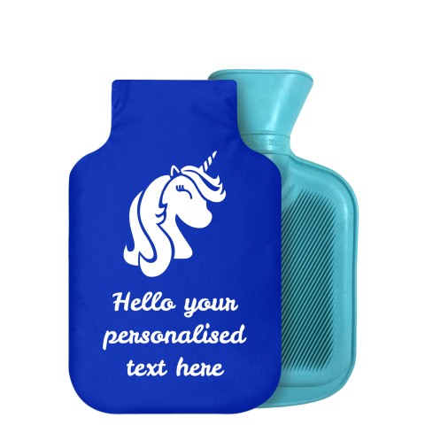 - 750ml Highlight (Stock Available Colour) (Unicorn Icon) - Royal Blue Soft Velvet Polyester Fabric Removable Cover (Personalised with Text)