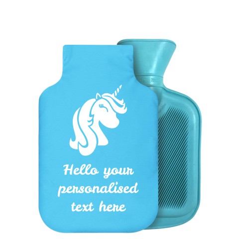 - 750ml Highlight (Stock Available Colour) (Unicorn Icon) - Sky Blue Soft Velvet Polyester Fabric Removable Cover (Personalised with Text)