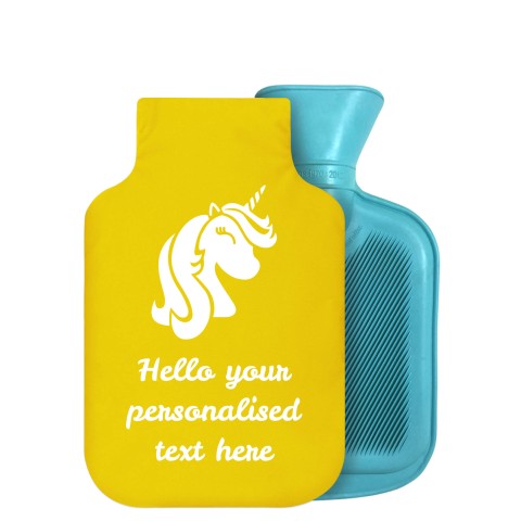 - 750ml Highlight (Stock Available Colour) (Unicorn Icon) - Yellow Soft Velvet Polyester Fabric Removable Cover (Personalised with Text)