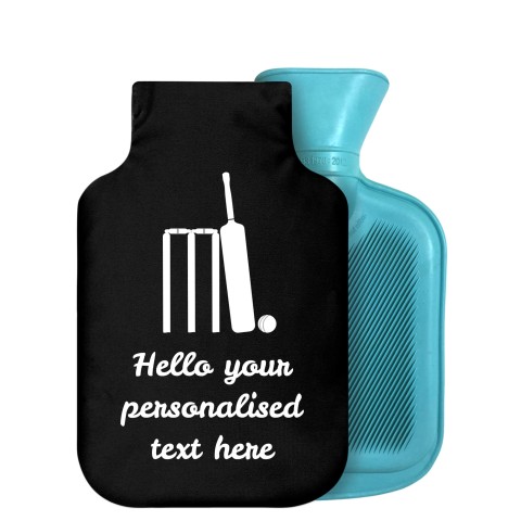 - 800ml Generic from Stock Available Colours (Cricket Icon) - Black Soft Velvet Polyester Fabric Removable Cover (Personalised with Text)