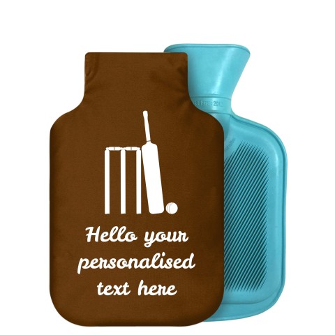 - 800ml Generic from Stock Available Colours (Cricket Icon) Brown Soft Velvet Polyester Fabric Removable Cover (Personalised with Text)