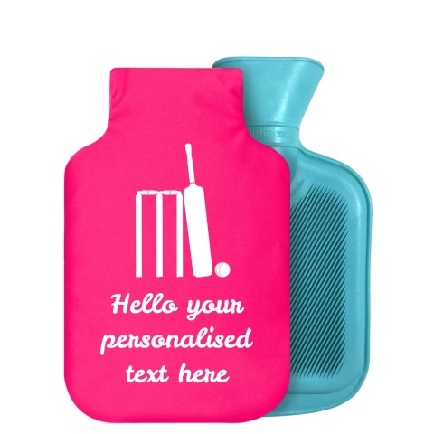 - 800ml Generic from Stock Available Colours (Cricket Icon) - Fuchsia Pink Soft Velvet Polyester Fabric Removable Cover (Personalised with Text)