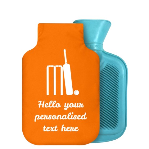 - 800ml Generic from Stock Available Colours (Cricket Icon) - Orange Soft Velvet Polyester Fabric Removable Cover (Personalised with Text)