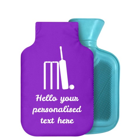 - 800ml Generic from Stock Available Colours (Cricket Icon) - Purple Soft Velvet Polyester Fabric Removable Cover (Personalised with Text)