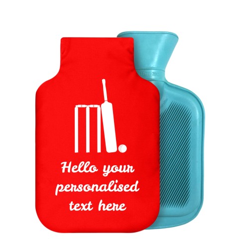- 800ml Generic from Stock Available Colours (Cricket Icon) - Red Soft Velvet Polyester Fabric Removable Cover (Personalised with Text)