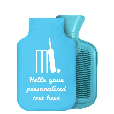 - 800ml Generic from Stock Available Colours (Cricket Icon) - Sky Blue Soft Velvet Polyester Fabric Removable Cover (Personalised with Text)