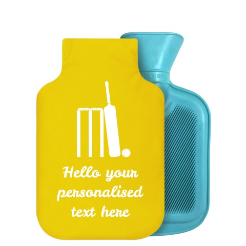 - 800ml Generic from Stock Available Colours (Cricket Icon) - Yellow Soft Velvet Polyester Fabric Removable Cover (Personalised with Text)
