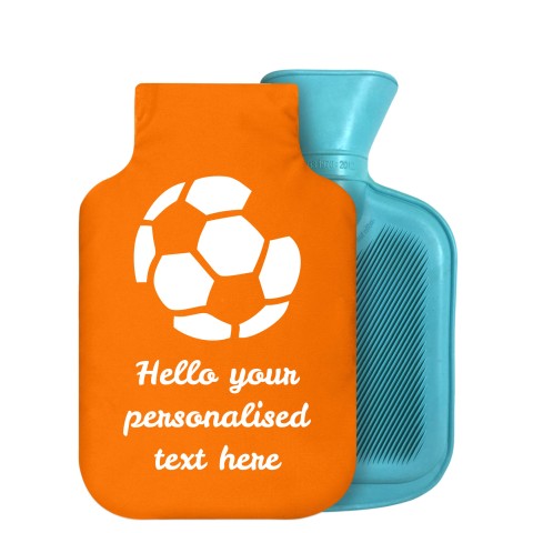 - 800ml Generic from Stock Available Colours (Football Icon) - Orange Soft Velvet Polyester Fabric Removable Cover (Personalised with Text)