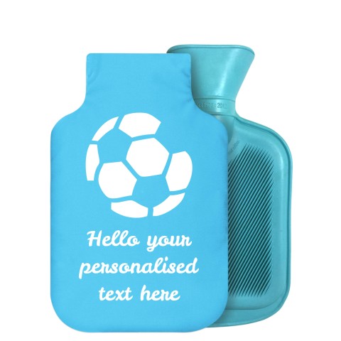 - 800ml Generic from Stock Available Colours (Football Icon) - Sky Blue Soft Velvet Polyester Fabric Removable Cover (Personalised with Text)