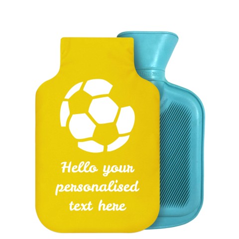 - 800ml Generic from Stock Available Colours (Football Icon) - Yellow Soft Velvet Polyester Fabric Removable Cover (Personalised with Text)
