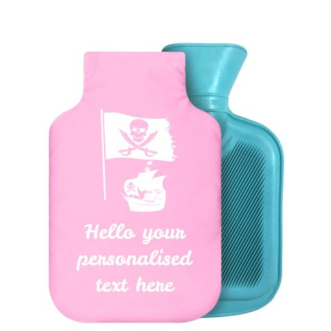 - 800ml Generic from Stock Available Colours (Pirate Flag Icon) - Baby Pink Soft Velvet Polyester Fabric Removable Cover (Personalised with Text)