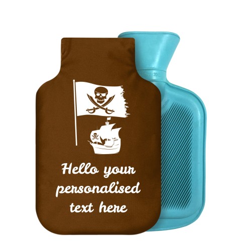 - 800ml Generic from Stock Available Colours (Pirate Flag Icon) Brown Soft Velvet Polyester Fabric Removable Cover (Personalised with Text)