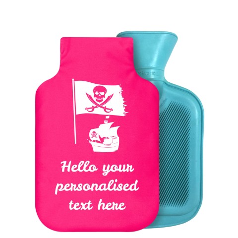 - 800ml Generic from Stock Available Colours (Pirate Flag Icon) - Fuchsia Pink Soft Velvet Polyester Fabric Removable Cover (Personalised with Text)