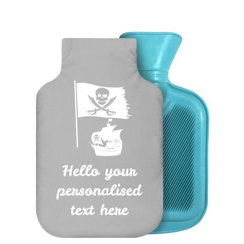 - 800ml Generic from Stock Available Colours (Pirate Flag Icon) (Grey) Soft Velvet Polyester Fabric Removable Cover (Personalised with Text)