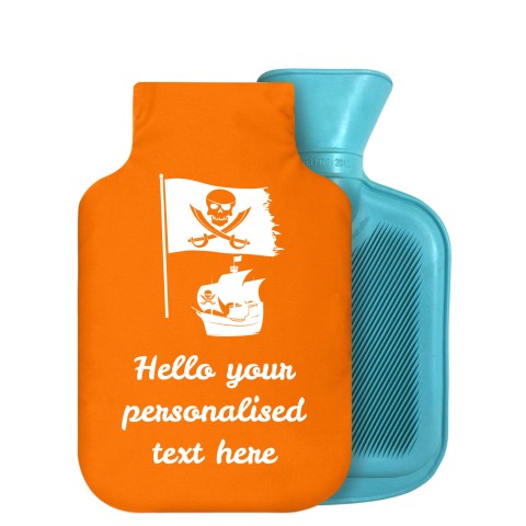 - 800ml Generic from Stock Available Colours (Pirate Flag Icon) - Orange Soft Velvet Polyester Fabric Removable Cover (Personalised with Text)