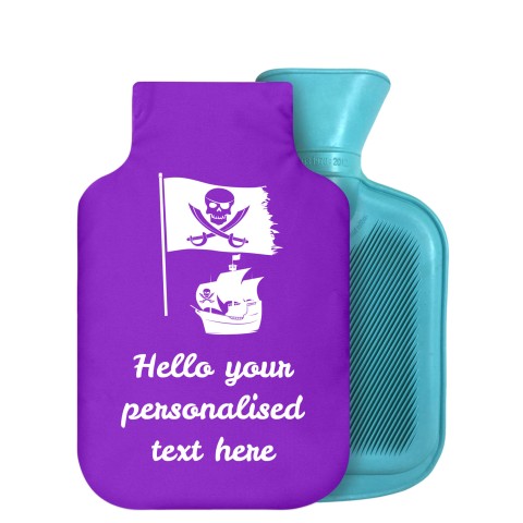 - 800ml Generic from Stock Available Colours (Pirate Flag Icon) - Purple Soft Velvet Polyester Fabric Removable Cover (Personalised with Text)
