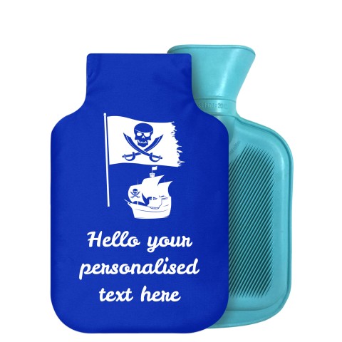 - 800ml Generic from Stock Available Colours (Pirate Flag Icon) - Royal Blue Soft Velvet Polyester Fabric Removable Cover (Personalised with Text)