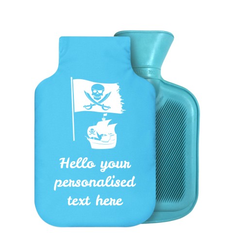 - 800ml Generic from Stock Available Colours (Pirate Flag Icon) - Sky Blue Soft Velvet Polyester Fabric Removable Cover (Personalised with Text)
