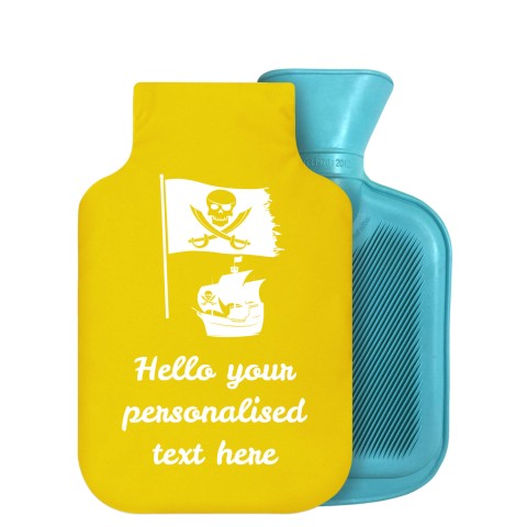 - 800ml Generic from Stock Available Colours (Pirate Flag Icon) - Yellow Soft Velvet Polyester Fabric Removable Cover (Personalised with Text)