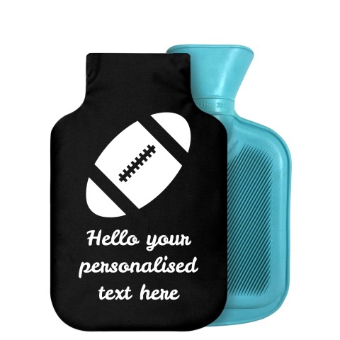- 800ml Generic from Stock Available Colours (Rugby Icon) - Black Soft Velvet Polyester Fabric Removable Cover (Personalised with Text)