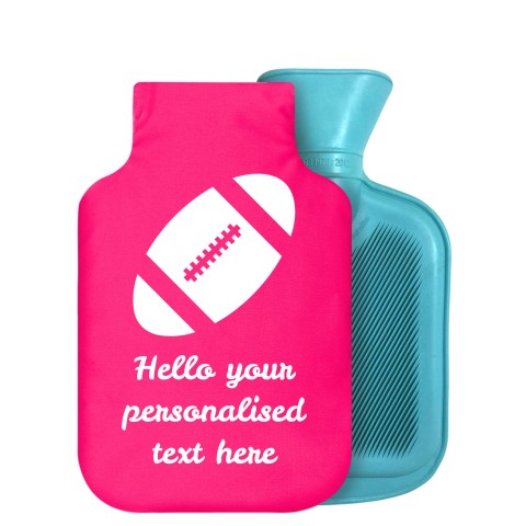 - 800ml Generic from Stock Available Colours (Rugby Icon) - Fuchsia Pink Soft Velvet Polyester Fabric Removable Cover (Personalised with Text)