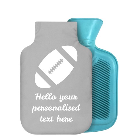- 800ml Generic from Stock Available Colours (Rugby Icon) (Grey) Soft Velvet Polyester Fabric Removable Cover (Personalised with Text)