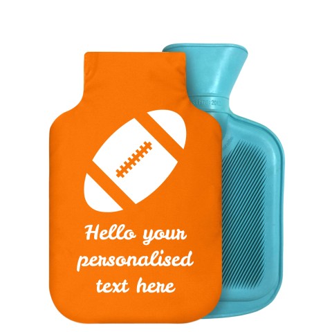 - 800ml Generic from Stock Available Colours (Rugby Icon) - Orange Soft Velvet Polyester Fabric Removable Cover (Personalised with Text)