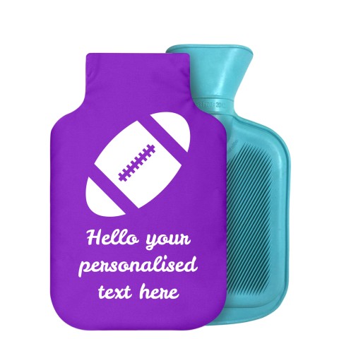 - 800ml Generic from Stock Available Colours (Rugby Icon) - Purple Soft Velvet Polyester Fabric Removable Cover (Personalised with Text)