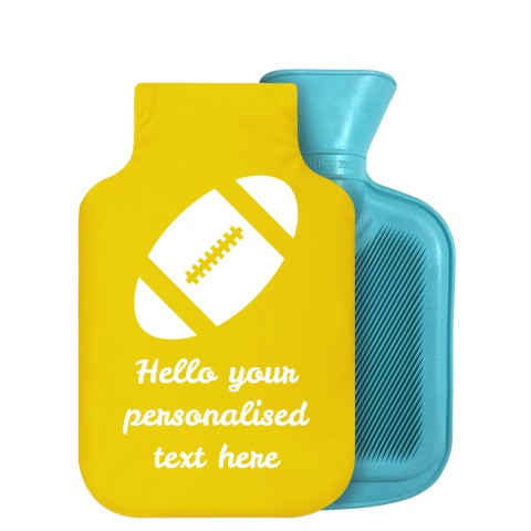 - 800ml Generic from Stock Available Colours (Rugby Icon) - Yellow Soft Velvet Polyester Fabric Removable Cover (Personalised with Text)