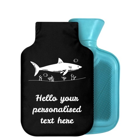 - 800ml Generic from Stock Available Colours (Shark Icon) - Black Soft Velvet Polyester Fabric Removable Cover (Personalised with Text)