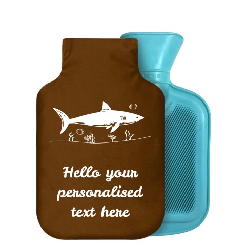 - 800ml Generic from Stock Available Colours (Shark Icon) Brown Soft Velvet Polyester Fabric Removable Cover (Personalised with Text)