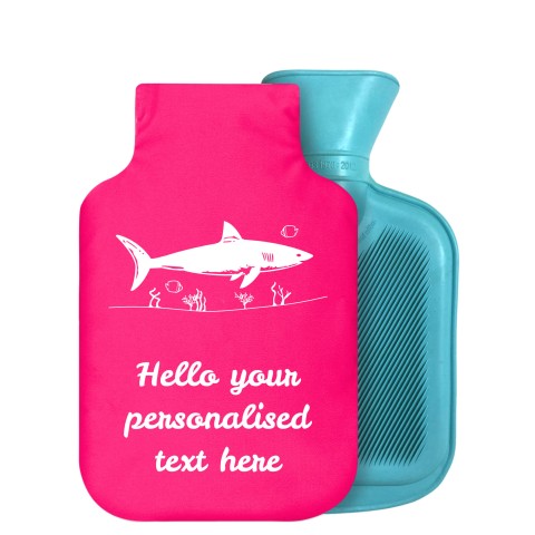 - 800ml Generic from Stock Available Colours (Shark Icon) - Fuchsia Pink Soft Velvet Polyester Fabric Removable Cover (Personalised with Text)