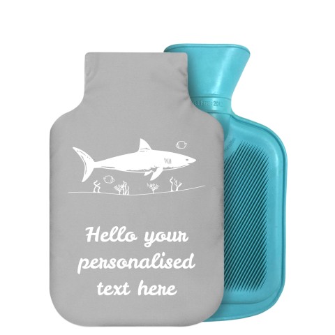- 800ml Generic from Stock Available Colours (Shark Icon) (Grey) Soft Velvet Polyester Fabric Removable Cover (Personalised with Text)