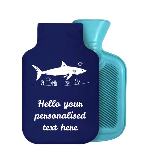 - 800ml Generic from Stock Available Colours (Shark Icon) Navy Blue Soft Velvet Polyester Fabric Removable Cover (Personalised with Text)