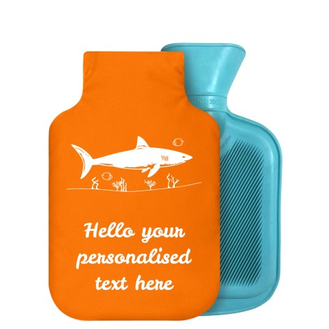 - 800ml Generic from Stock Available Colours (Shark Icon) - Orange Soft Velvet Polyester Fabric Removable Cover (Personalised with Text)