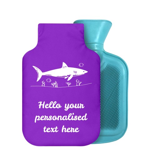 - 800ml Generic from Stock Available Colours (Shark Icon) - Purple Soft Velvet Polyester Fabric Removable Cover (Personalised with Text)